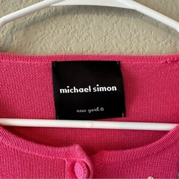 VTG Michael Simon Sequin Beaded Embellished Pink Cardigan Sweater SZ Small - Picture 6 of 6